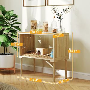 Grande Gabbia in Legno per Criceti 71 x 41 x 75 cm, in Legno Naturale con Gambe Stabili per Criceti Siriani, Criceti Nani, Gerbilli, Ragni - Product Image 3