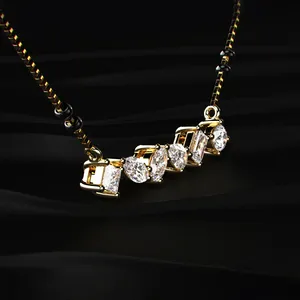 Pendentif Mangalsutra en diamant de forme mixte, cultivé en laboratoire CVD, couleur D-E, clarté VVS-VS, certifié IGI, plaqué or, pour fiançailles et mariage - Product Image 3