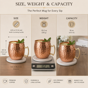 Taza Moscow Mule de Cobre Puro Martillado al por Mayor con Asa de Latón 500ml, Taza Artesanal para Bebidas, Utensilios de Bar, Proveedor de Fábrica OEM - Product Image 5