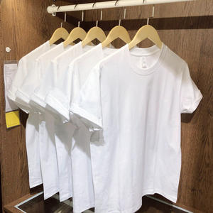 T-shirt unisexe blanc uni à col rond en pur coton 200g, coupe ample, broderie logo personnalisée OEM, prix usine Chine Bangladesh - Product Image 2