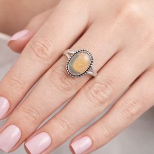 Natural Rainbow Ethiopian <b>Opal</b> <b>Ring</b> 925 Sterling Silver Handmade Statement Rose Gold Yellow Gold Plated Oval Gemstone Jewelry - Product Image 2
