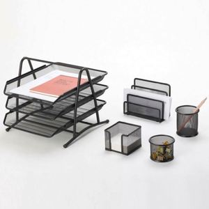 Juego de Accesorios de Escritorio Metálicos en Oferta, 5 Accesorios de Escritorio, Incluye Bandeja para Archivos, Organizador de Cartas y Correo, Portaplumas - Product Image 2