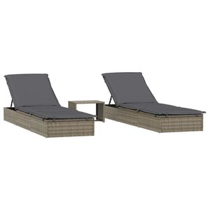 Lettini in 2 pezzi in Poly Rattan grigio con lettini da tavolo Premium - Product Image 2