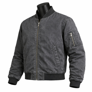 <b>Men</b> <b>Lightweight</b> Bomber <b>Jacket</b> Stand Collar Zip Up Casual Windbreaker <b>Jacket</b> Soft Fabric Ribbed Cuffs Everyday Fashion Outerwear - Product Image 3