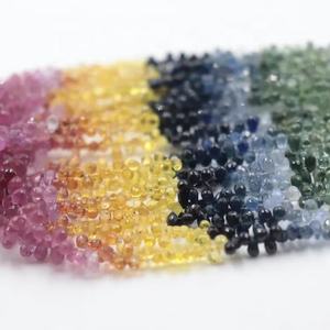 Cuentas facetadas de zafiro múltiple natural Gotas de taladro lateral de 3*5mm para manualidades - Product Image 1
