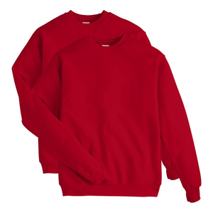 Men's Red O-Neck Pullover Sweatshirt Loose Fit Solid Vintage Sporty Eco-Friendly Polyester/Cotton Knitted Winter Wear - Product Image 1