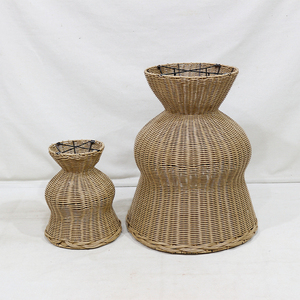 Minimalist Hand Carved <b>Plastic</b> Wicker Urn Planter Durable Waterproof Eco-Friendly Garden Flower Pot with Base - Product Image 3