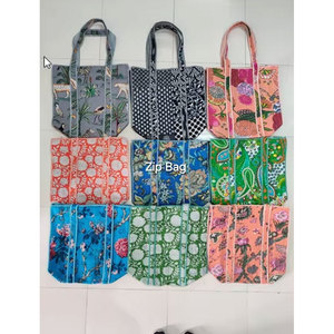 Sac messager pour femme en toile de coton réutilisable grande capacité, motif géométrique, fermeture éclair portable, logo personnalisé, écologique - Product Image 4