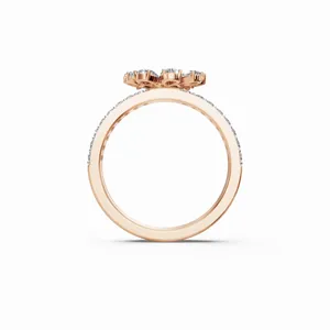 Anillo de Diamantes Cultivados en Laboratorio con Corte Redondo y en Forma de Pera, Diseño Floral, con 37 Diamantes, Certificado IGI, Claridad VVS, Oro de 10/14/18 Quilates - Product Image 2