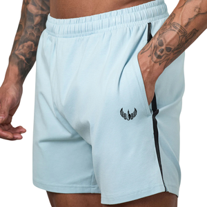 Pantalones Cortos Deportivos para Hombre, Color Azul Hielo, con Cintas Adhesivas, Casuales, para Gimnasio, Entrenamiento, Running, Fitness, Verano - Product Image 1