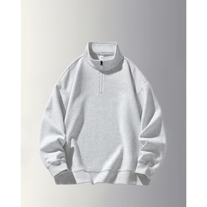 Men's Custom Logo Half Zip Sweatshirt Oversized Plain <b>Mock</b> <b>Neck</b> Cotton Fleece Winter Streetwear <b>Top</b> - Product Image 2
