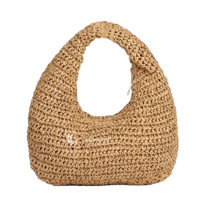 Bolso de Paja para Mujer, Elegante Bolso de Playa y Bolso Tipo Hobo con Lazo de Cinta y Correa de Cuero para la Moda Diaria Femenina - Product Image 2