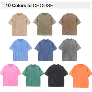 Wholesale Acid Washed 100% Cotton 230grams Heavyweight Blank T-shirts Custom High Quality Mens <b>TShirt</b> - Product Image 2