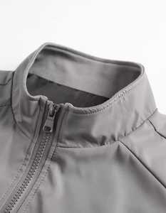 Blouson bomber gris pour homme, couleur unie, fermeture éclair sur le devant, col montant décontracté, coupe-vent, matière polyester, vêtement d'hiver, rembourrage en polyester - Product Image 2