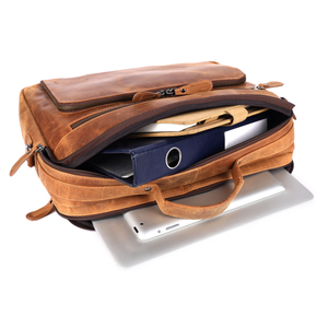 Best Quality Classic Leather <b>Laptop</b> Briefcase Shoulder Bag Zipper Closure Protective Design for Business Travel From India - Product Image 3