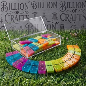 Double Six <b>Domino</b> <b>Set</b> 28PCS Premium Resin <b>Domino</b> Tiles with Acrylic Storage Box Classic Tabletop Family Game - Product Image 4