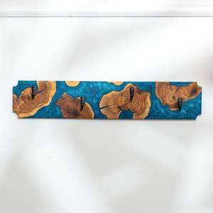 Vintage Style Wooden Wall Mounted 4-<b>Hook</b> Rack Eco-Friendly Multifunctional Self-Adhesive Key & Coat Hanger for Entryway - Product Image 1