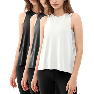 Débardeur sans manches pour femme, couleur unie, col rond, tricoté, respirant, style sportif, longueur normale, tissu polyester, débardeurs pour femme - Product Image 3