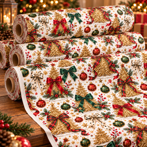 Tela de Microfibra Ecológica de Peso Medio con Patrón de Renos Navideños, Roja y Verde, Material de Costura para las Fiestas - Product Image 2