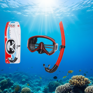 Set Maschera da Snorkeling Aqua Sport Rossa Regolabile Senza Lattice Attrezzatura per Nuoto e Immersioni - Product Image 3