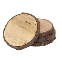 Ensemble de quatre sous-verres en bois de manguier de style classique, tapis et tampons de table en bois naturel