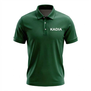 เสื้อโปโลแขนสั้นสีเขียวสำหรับผู้ชายของคาดิอาผ้าถักระบายอากาศได้ดี สีพื้น พิมพ์ลายโลโก้ด้านหน้า - Product Image 5