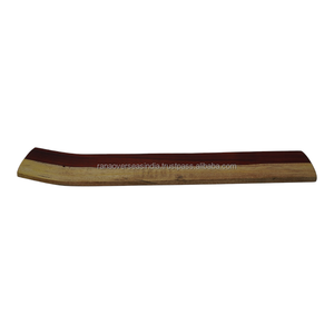 Long Wooden Incense Holder Ash Catcher Tray Two Tone Wood Pattern Stick Burner for Aromatherapy Meditation And Yoga - Product Image 1