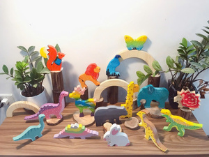 Handmade Wooden Animal Toys Set Rabbit Shape-Durable Reusable Easter Gift for Adults Indoor Decor Customized Print Hot Selling - Product Image 1