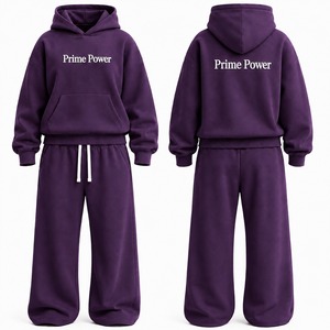 <b>Prime</b> Power Women's Purple Hoodie Jogger Set Fleece Casual Tracksuit Full Sleeve Loose Fit All Seasons Wear Direct Supplier - Product Image 1