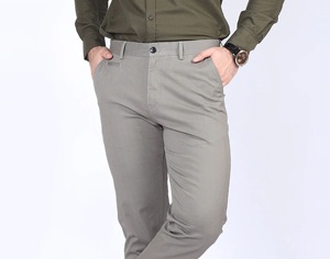 Pantalones Chinos de Negocios para Hombre con Logotipo Personalizado, Cintura Alta, Lavados, Casuales, de Algodón, Corte Recto, Tela Elástica para Traje - Product Image 3