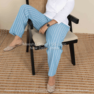 <b>Women</b> <b>Striped</b> Straight Fit Casual Pants Cotton Blend Elastic Waist Comfortable Lounge Pajama Daily Wear - Product Image 2