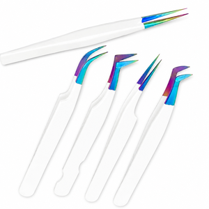 Luxury <b>White</b> Volume Eyelash Tweezers with Slanted Tip Stainless Steel Eco-Friendly & Durable for Eyebrow Use - Product Image 2