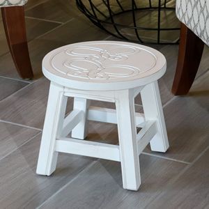 Antique White Carved Wooden <b>Step</b> <b>Stool</b> with Butterflies Other Kids' Furniture - Product Image 3