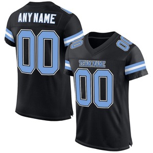 Custom FootballJerseyPremium Quality Soccer Uniform|EM&ODM ManufacturerCustom Black Light Blue-<b>White</b> Mesh Authentic <b>Football</b> - Product Image 1