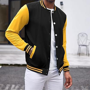 Chaqueta Varsity Negra con Logos, Parches y Etiquetas Bordados en Rojo para Hombre - Product Image 6