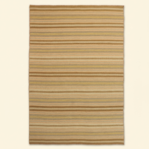 Alfombra DECORDEC de Lana Tejida Plana con Rayas Beige Amarillo, Hecha a Mano, Ecológica, Antideslizante, para Sala de Estar y Dormitorio - Product Image 1