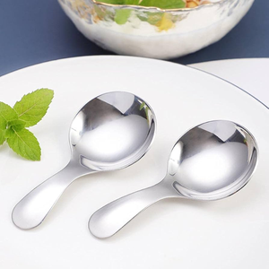 Cuchara de sopa de acero inoxidable con mango pequeño, pieza decorativa para mesa de boda, excelente calidad, 2 piezas. - Product Image 1