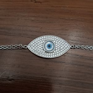 สร้อยข้อมือเงินแท้ 925 ประดับจี้รูปตาปีศาจ ฝังเพชร CZ ชุบโรเดียม สายปรับได้ ดีไซน์เก๋ เครื่องประดับเสริมดวงสำหรับผู้หญิง - Product Image 3