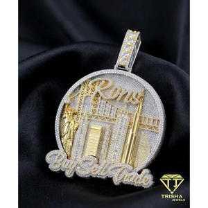 Pendentif Luxe Skyline Urbain avec Diamant Moissanite en Argent Sterling 925, Bijou Hip Hop Entièrement Sertie - Product Image 3