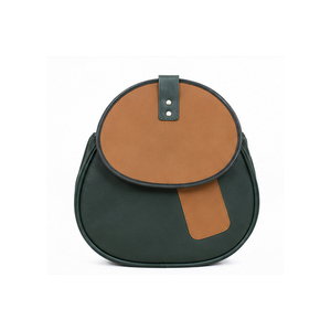 Professional Design Minimalist <b>Leather</b> Backpack Dark Green With Tan Flap Durable Outdoor Use All Seasons One Size Falconry Bag - Product Image 1