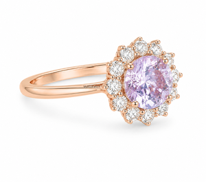 Luxury <b>Lavender</b> Amethyst Gemstone Floral Ring Diamond Accents 10K 14K 18K Gold 925 935 Silver for Wedding Engagement <b>Gift</b> Party - Product Image 2