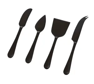 Mason peynir bıçaklar-4 Set siyah renk çatal bıçak kaşık seti yüksek kalite restoran toplu miktar için özelleştirilmiş boyut ve şekil 2023