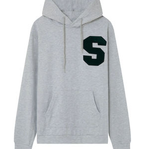 Sudadera con capucha personalizada de chenilla con parche de letras bordadas, estilo universitario, blanca, oversize, de algodón grueso, estilo urbano, tops universitarios - Product Image 6
