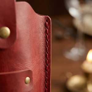 Porte-vin en cuir véritable de luxe, élégant, pour une seule bouteille, sac de transport en cuir premium pour cadeau d'affaires LEB-0067B - Product Image 3