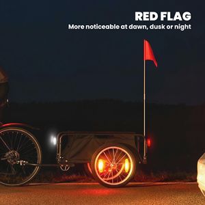 Carrello Rimorchio Bici con Ruote Pneumatiche da 16 Pollici a Sgancio Rapido e Cerchi in Alluminio, Rosso con Bandiera Nera - Rimorchio Cargo per Bici - Product Image 6
