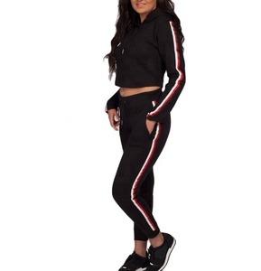 Sweat-shirt rayé et de haute qualité pour femmes, ensemble féminin avec pantalon de jogging assorti, 2 pièces - Product Image 3