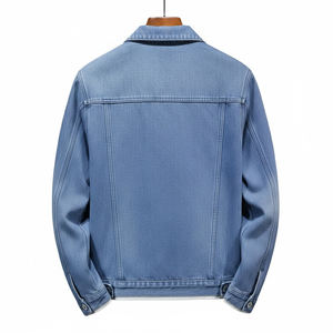 เสื้อแจ็คเก็ตยีนส์ผู้ชายสำหรับฤดูหนาว สีฟ้าอ่อน สไตล์คาวบอย เสื้อคลุมยีนส์อุ่นบุขนสัตว์ ซับในขนแกะหนา เสื้อแจ็คเก็ตยีนส์บุขนสำหรับผู้ชาย - Product Image 2