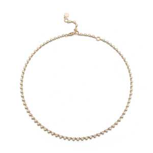 14k 18k Solid Gold Round Lab Grown Diamond Tennis <b>Choker</b> Necklaces Dainty Prong Set Adjustable 16 Inches Layering Band Wholesale - Product Image 3