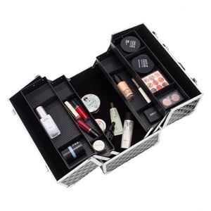 Valigetta Professionale per Trucco da 13,5 Pollici con 4 Vassoi, 2 Serrature e Divisori Regolabili, Nera YF-per Regali Promozionali - Product Image 5