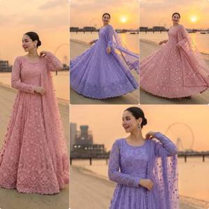 Robe Anarkali traditionnelle pour femme, longue, en rayonne brodée, pour mariage, Inde, Pakistan, vêtements ethniques - Product Image 6